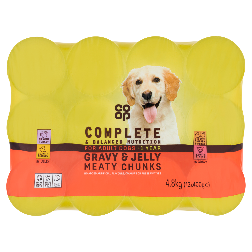 Co-op Gravy Jelly Meaty Chunks for Adult Dogs +1 Year 12 x 400g