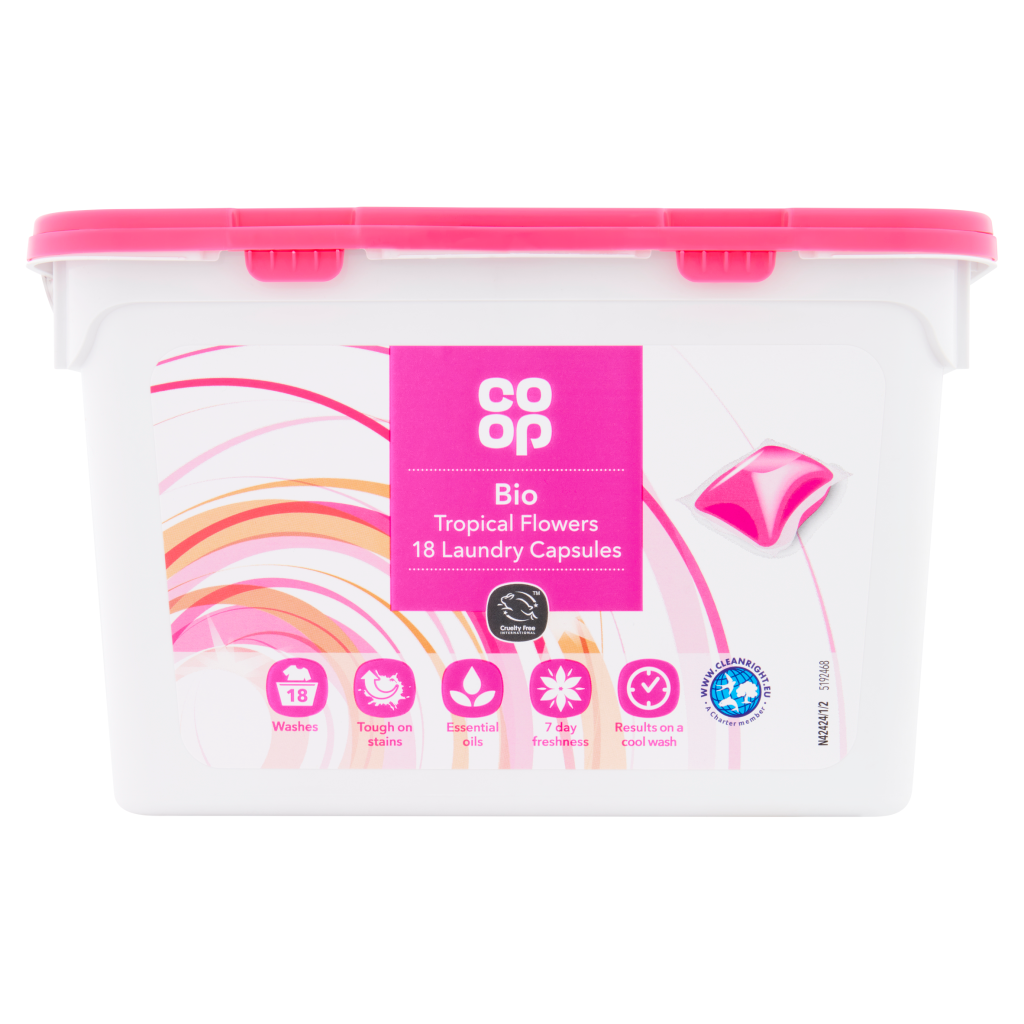 Co-op Bio Tropical Flowers Laundry Capsules 18 x 17ml (306ml) | Co