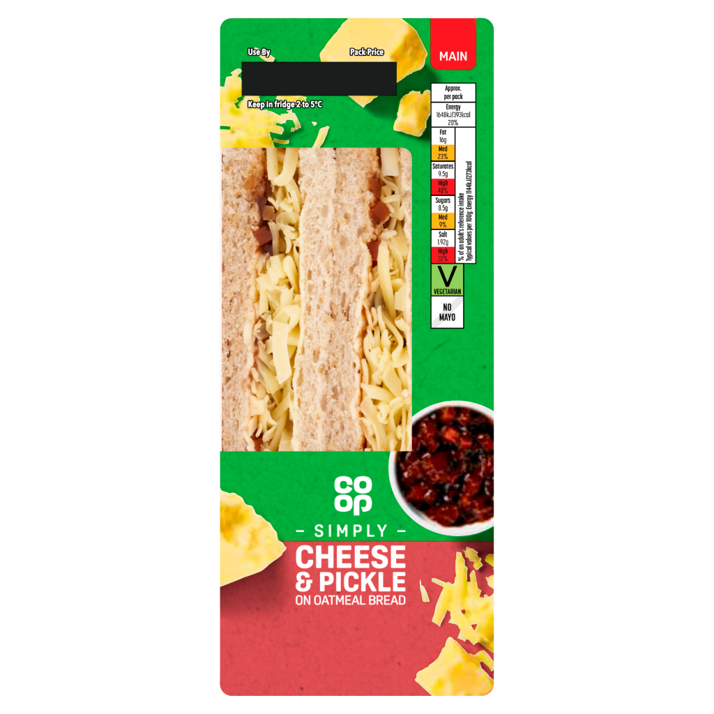 Co-op Simply Cheese & Pickle on Oatmeal Bread Sandwich