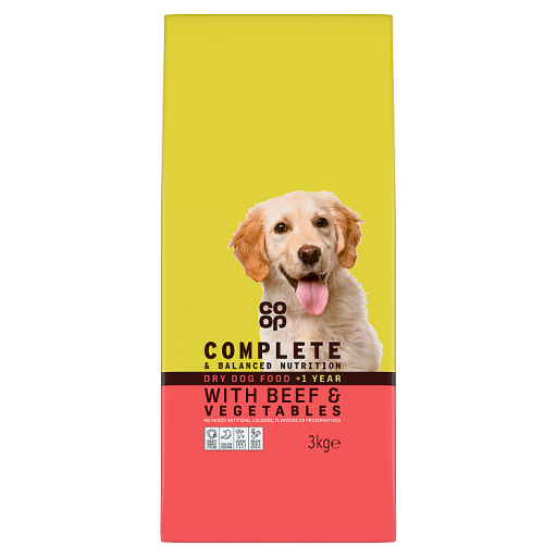 Co op Complete Balanced Nutrition Dry Dog Food with Beef Vegetables 1 Year 3kg Co op delivery