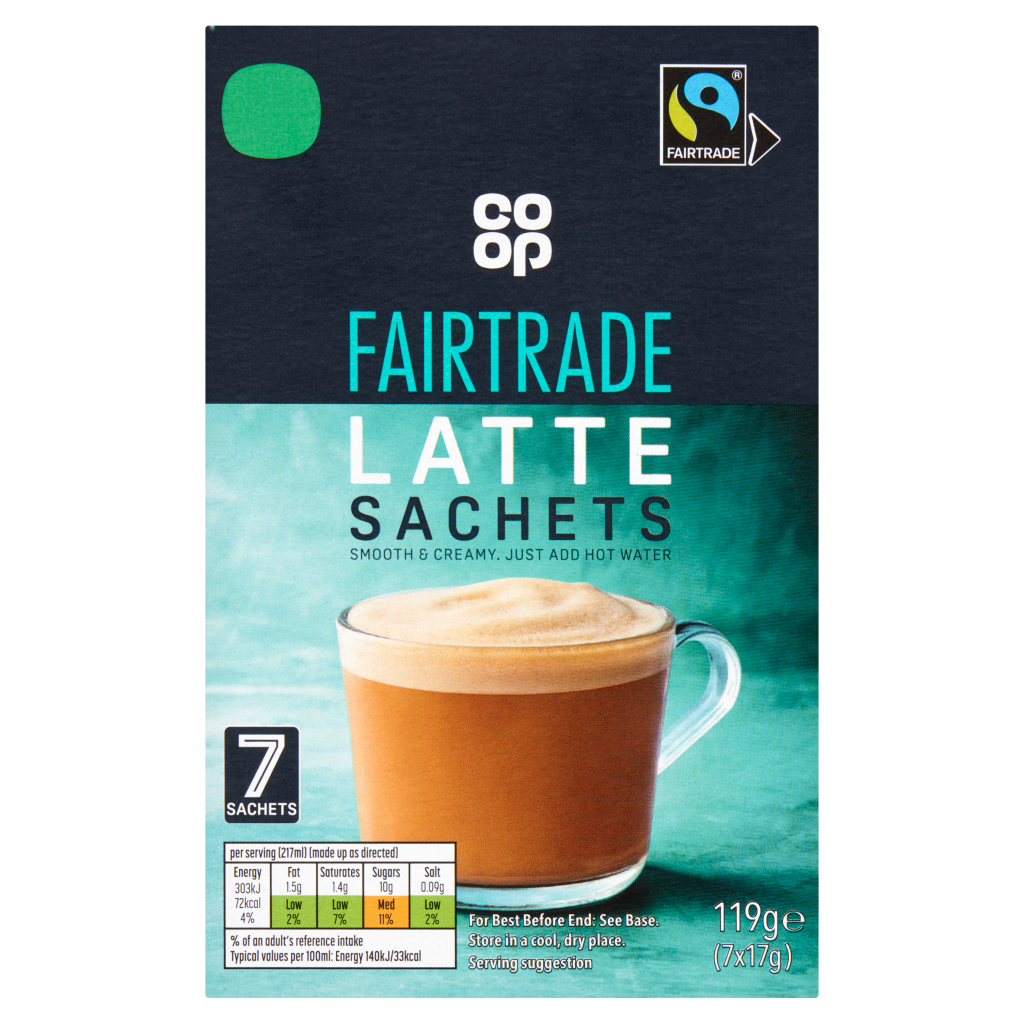Co-op Fairtrade Latte Sachets 7 x 17g (119g) | Co-op delivery