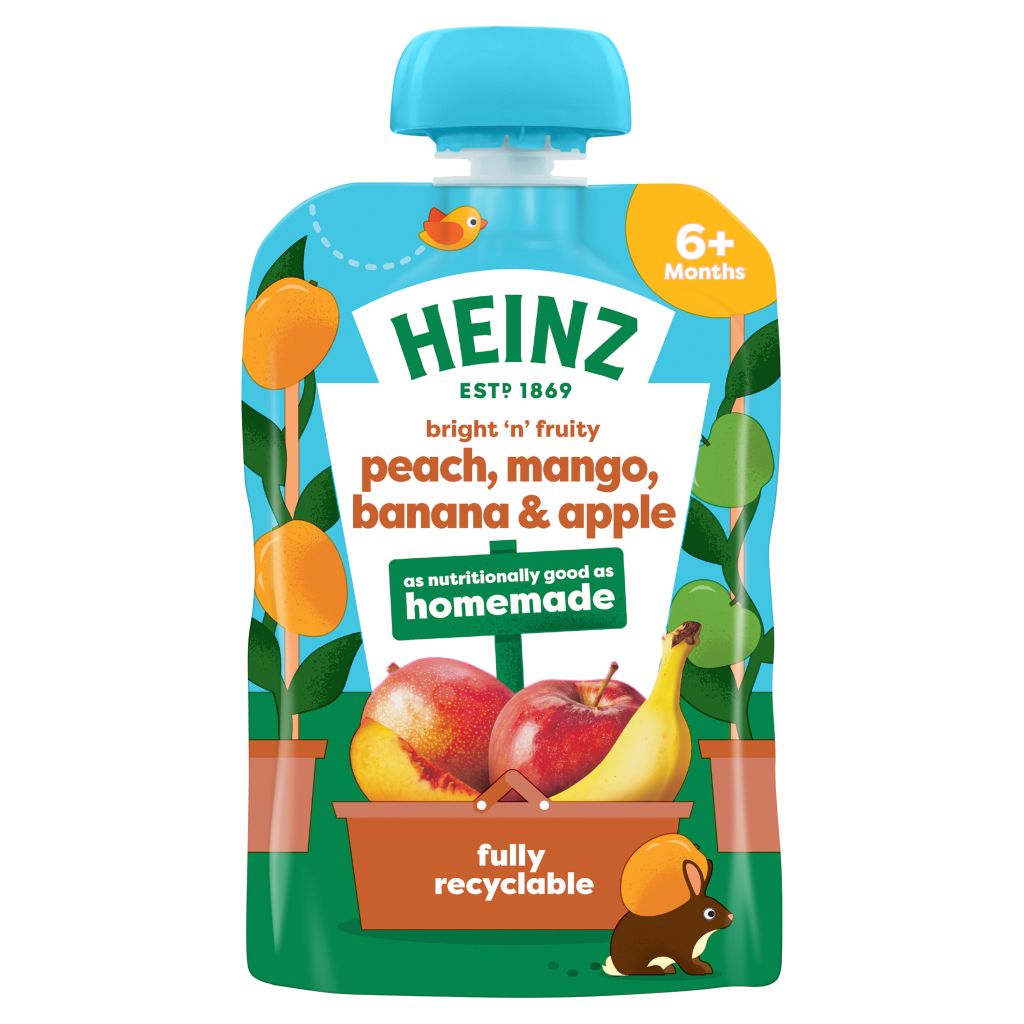 Heinz Peach, Mango, Banana Apple Baby Food Fruit Puree Pouch 6+