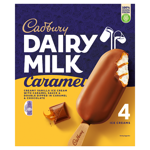 Cadbury Dairy Milk Caramel Ice Creams x 90ml (360ml)