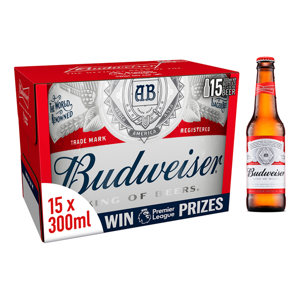 Budweiser Lager Beer Bottles 15x300ml | Co-op delivery