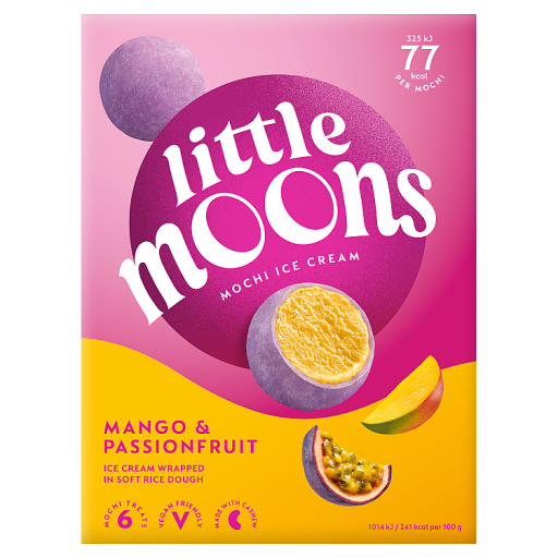 Little Moons Passionfruit & Mango Mochi Ice Cream Frozen Snack 6 x