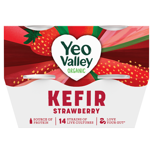 Yeo Valley Organic Strawberry Kefir 4 x 100g (400g) | Co-op delivery