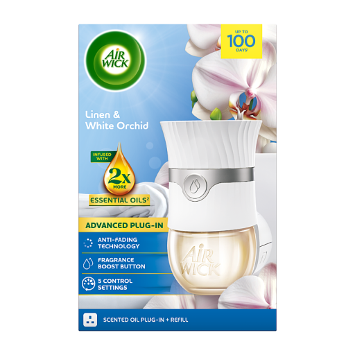 Air Wick Linen White Orchid Plug-In Kit Lasts up to 100 days - Technical View