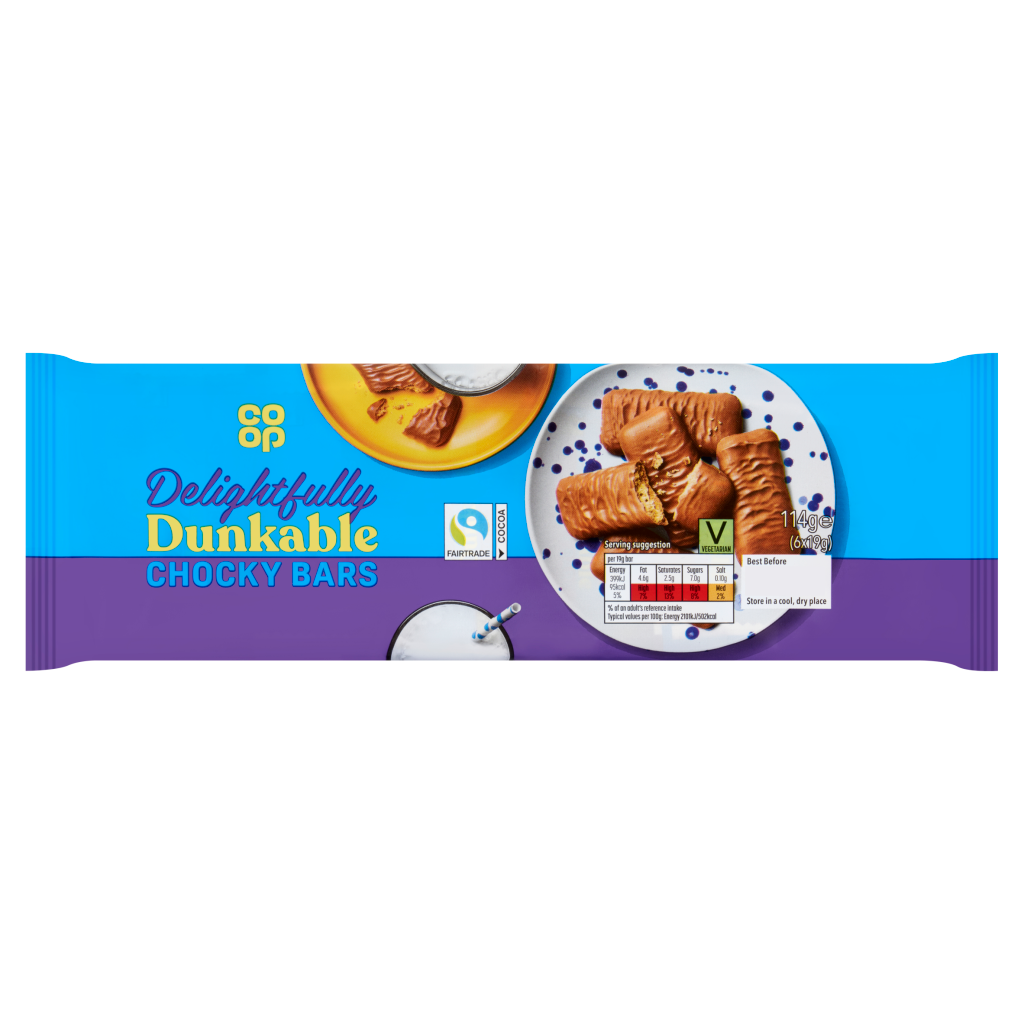 Co-op Delightfully Dunkable Chocky Bars 6 x 19g (114g) | Co-op