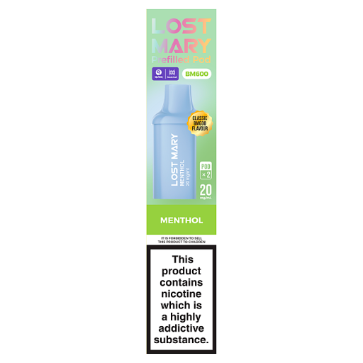 Lost Mary BM600 2 Menthol Prefilled Pod 20mg/ml | Co-op delivery Lost Mary BM600 2 Menthol Prefilled Pod 20mg/ml | Co-op delivery